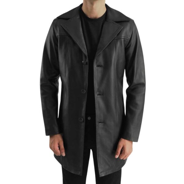 Black Leather Coat - Image 2