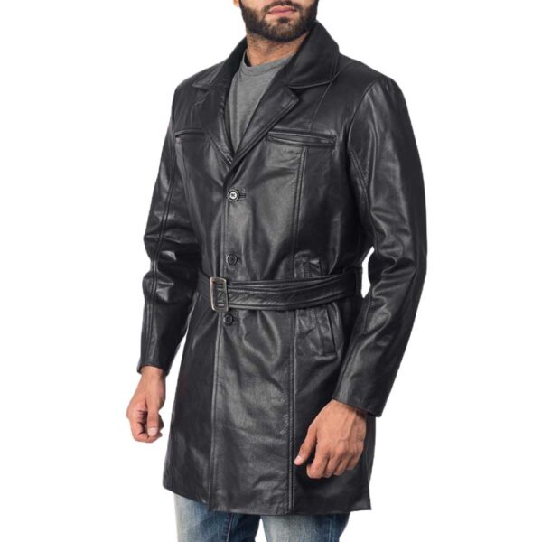 Jordan Black Leather Coat - Image 3