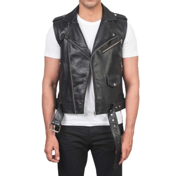 Leather Biker Vest - Image 2