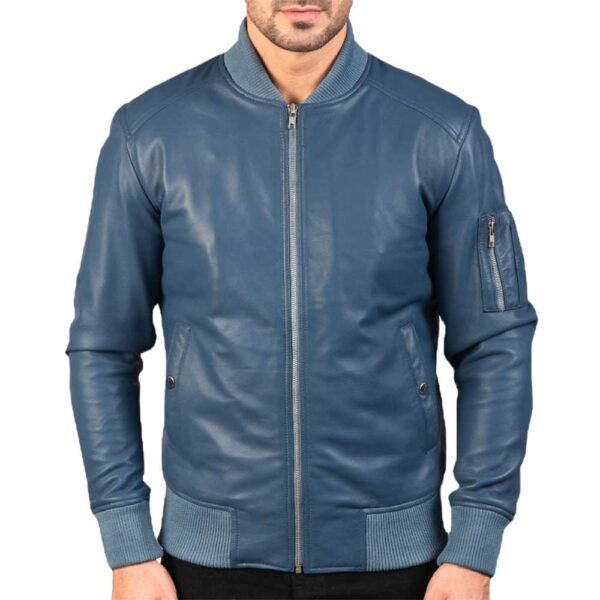 Blue Leather Jacket - Image 2