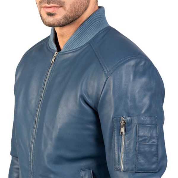 Blue Leather Jacket - Image 4