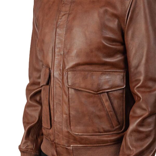 Leather Bomber Aviator Jacket - Image 4