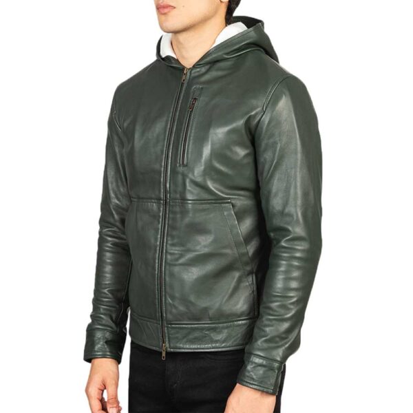 Hooded Leather Jacket - Image 3