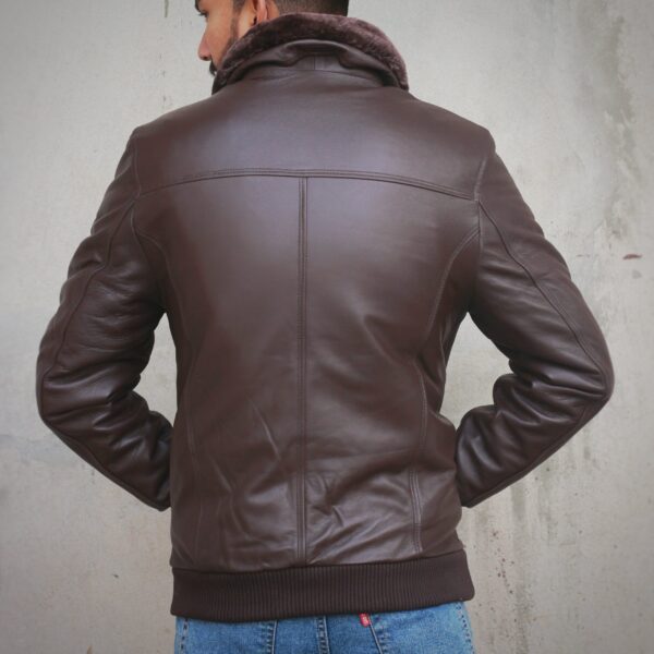 Leather Jacket with Fur Collar - Image 4