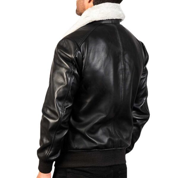 Collar Fur Leather Jacket - Image 5