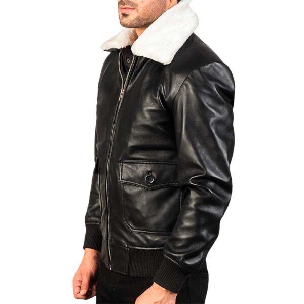 Collar Fur Leather Jacket - Image 3