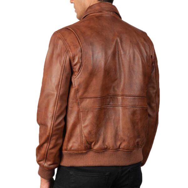 Leather Bomber Aviator Jacket - Image 5