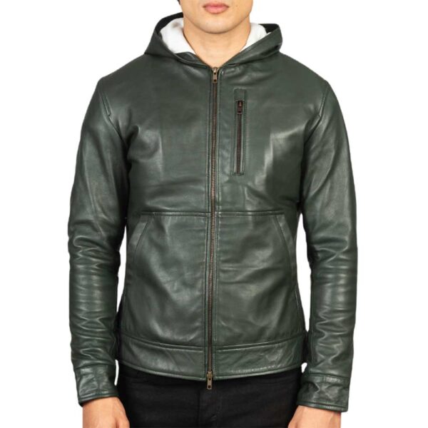 Hooded Leather Jacket - Image 2