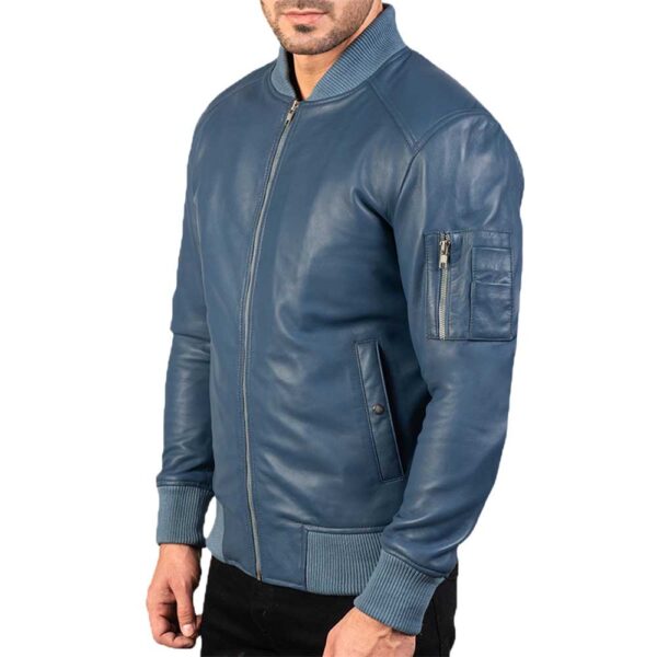 Blue Leather Jacket - Image 3