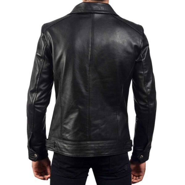 Black Leather Biker Jacket - Image 4