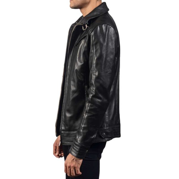 Black Leather Biker Jacket - Image 3