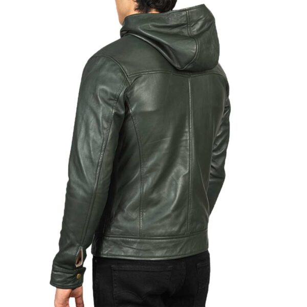 Hooded Leather Jacket - Image 5