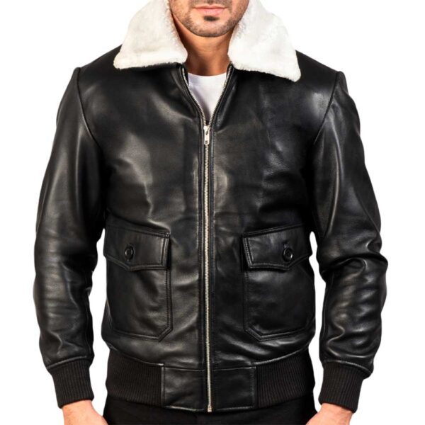 Collar Fur Leather Jacket - Image 2