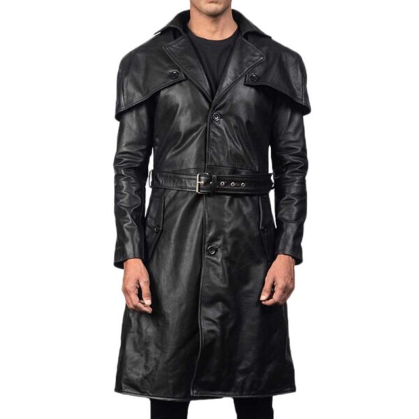 Black Leather Trench Coat