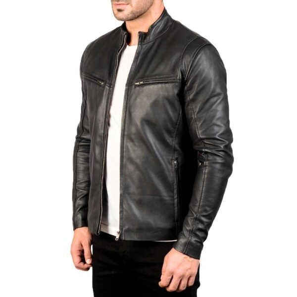Ionic Black Leather Jacket - Image 2