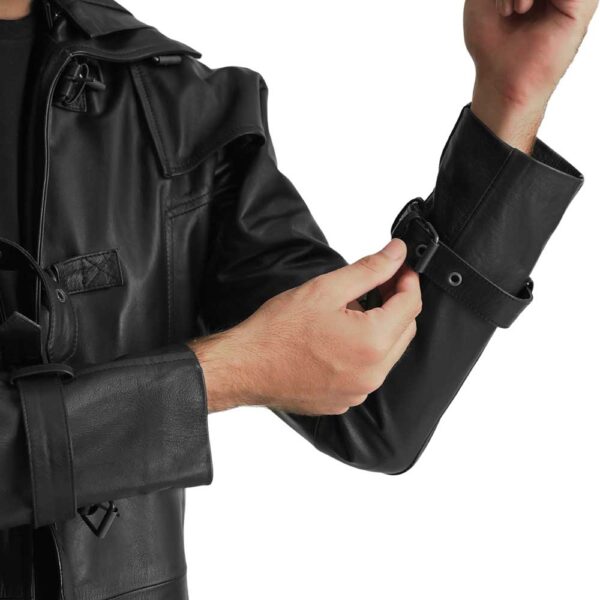 Hooded Leather Trench Coat - Image 5