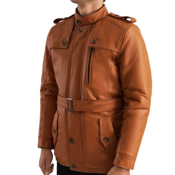 Fur Brown Leather Jacket - Image 3