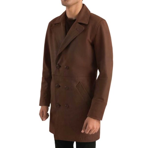 Brown Leather Coat - Image 3