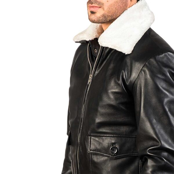 Collar Fur Leather Jacket - Image 4