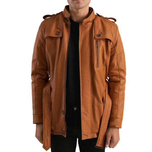 Fur Brown Leather Jacket - Image 2
