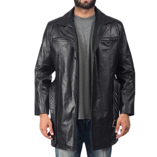 Jordan Black Leather Coat - Image 2
