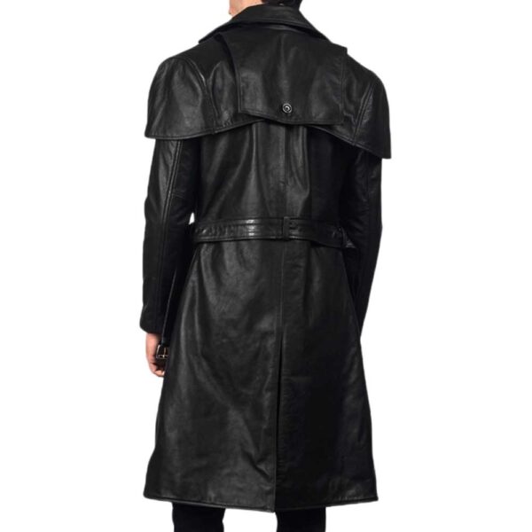 Black Leather Trench Coat - Image 4
