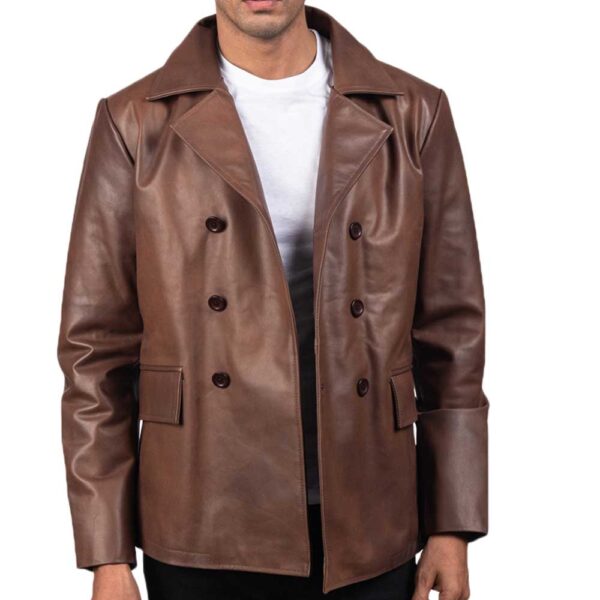 Leather Naval Peacoat - Image 2