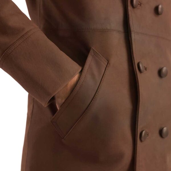 Brown Leather Coat - Image 4