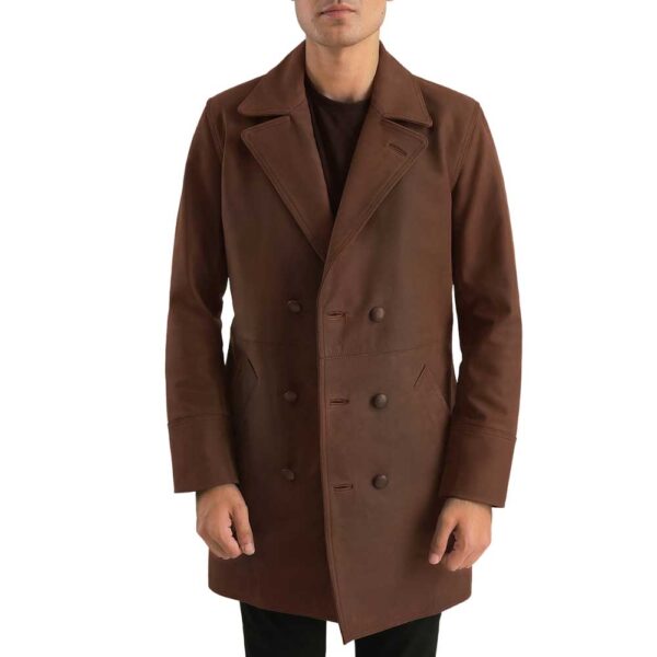 Brown Leather Coat - Image 2