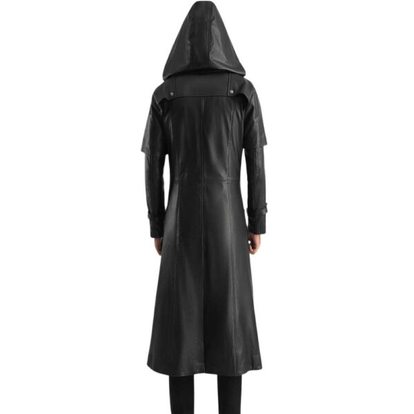 Hooded Leather Trench Coat - Image 6