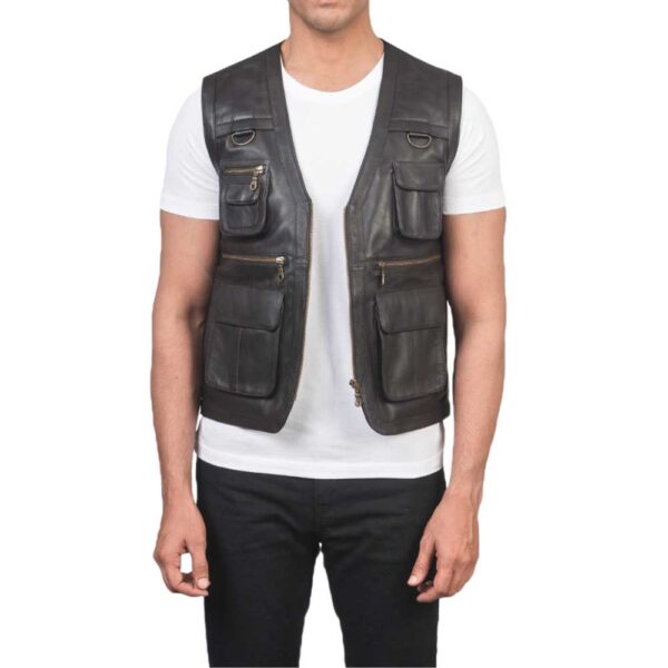 Brown Leather Vest - Image 2