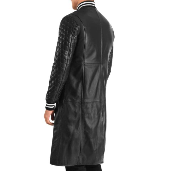Black Leather Varsity Coat - Image 5