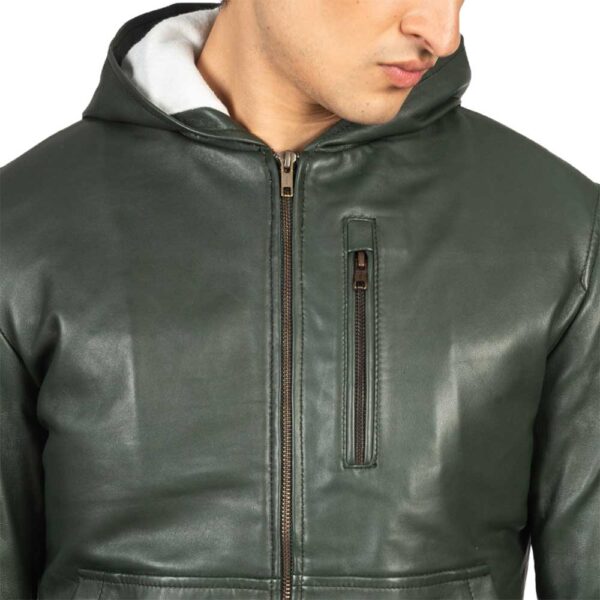 Hooded Leather Jacket - Image 4
