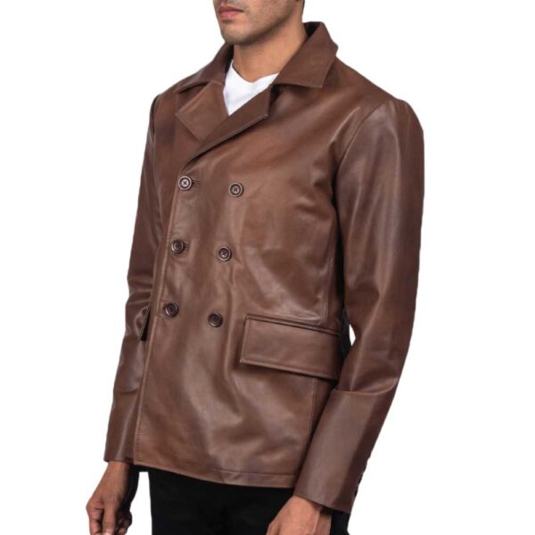 Leather Naval Peacoat - Image 3