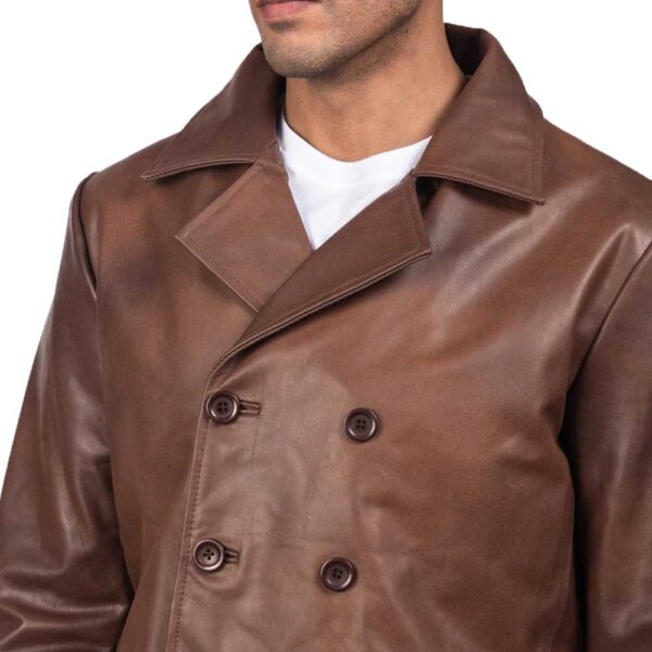 Leather Naval Peacoat - Image 4