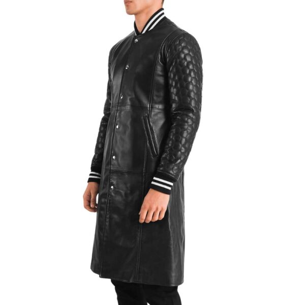 Black Leather Varsity Coat - Image 4